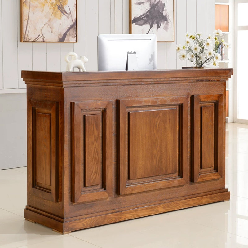 Retro Rectangular Manufactured Wood Reception Desk