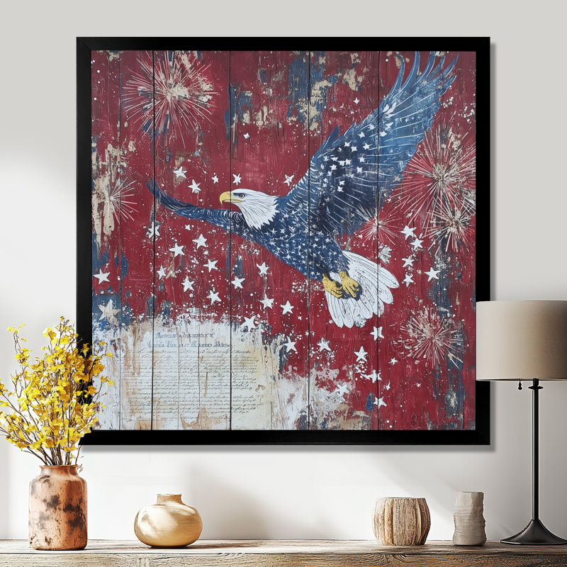 Patriotisme, aigle et drapeau des États-Unis, Paysage II - aigle, art mural, Reproduction encadrée d'une seule photo