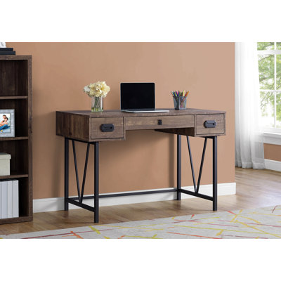 Bureau d'ordinateur, bureau personnel, ordinateur portable, tiroirs de rangement, L 48 po, travail, stratifié, métal noir, transitionnel