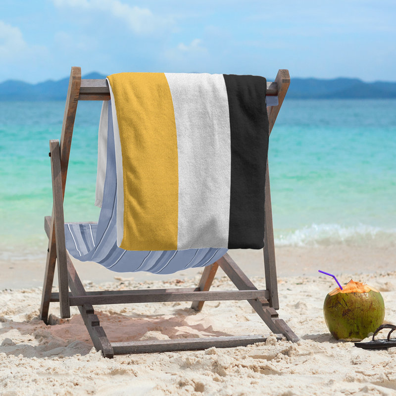 Boston Lightweight Beach Towel, Yellow/White/Black, Poly/Cotton