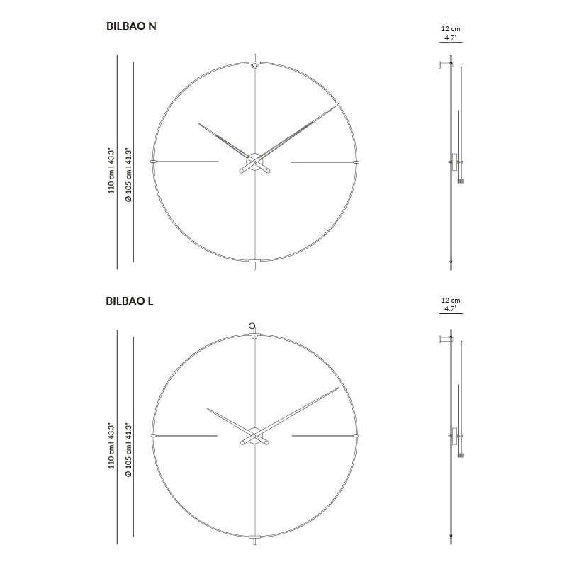 Bilbao Metal Analog Wall Clock, Black/Black