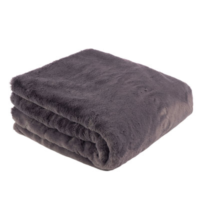Jeté en fausse fourrure pour canapé - 50 x 60 pouces en fausse fourrure de lapin pour lit, chaise ou canapé - Literie chaude et confortable pour le salon, la chambre à coucher et la décoration intérieure (crème)