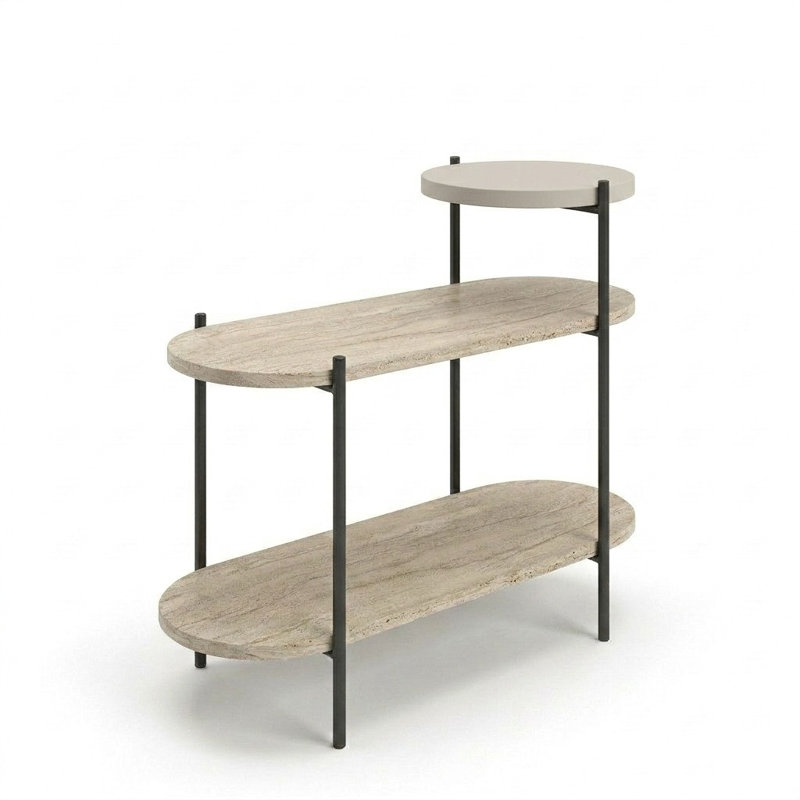 End Table, Travertine - Sandstone