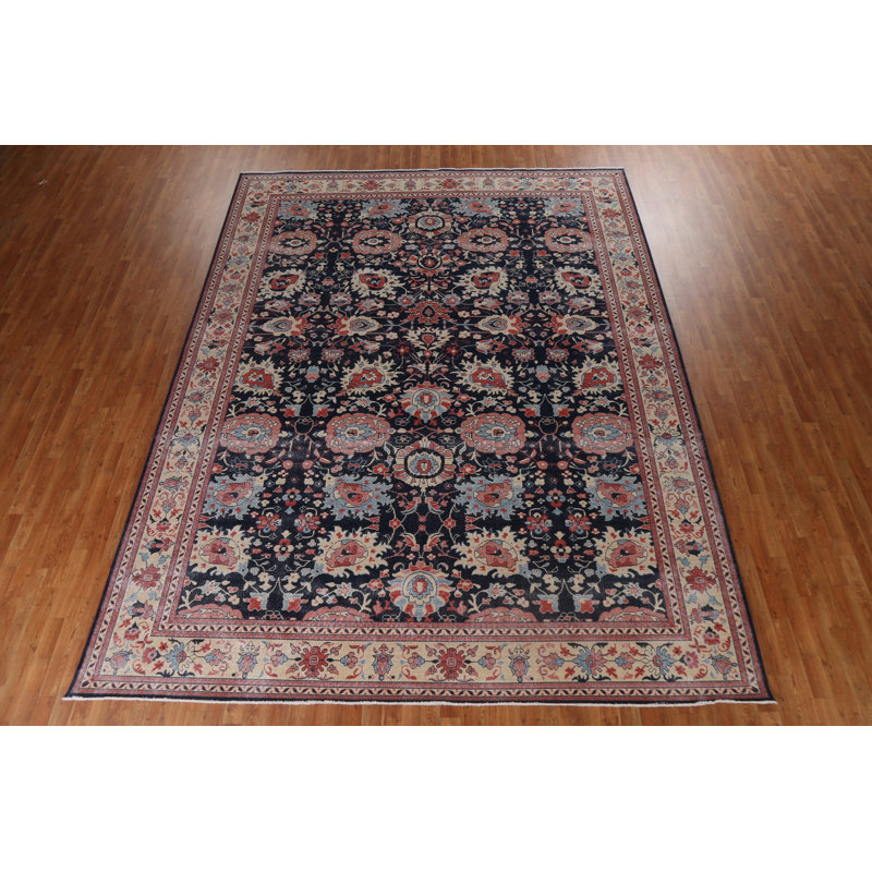 Tapis turc bleu marine Sultanabad Ziegler noué à la main 10 x 13