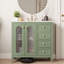 Élégant meuble-lavabo vert 36 po avec portes à fermeture en douceur, tiroirs et lavabo en céramique-1430783905