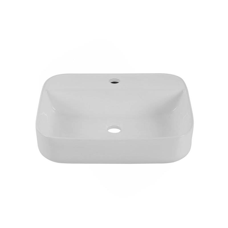 Rectangular Countertop Ceramic Wash Basin (White Finish) CUPC Certified