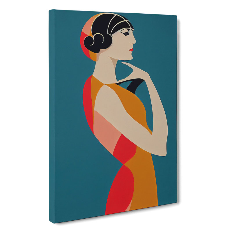 Art Deco Woman No.2 - Wrapped Canvas Print, 76cm H x 50cm W x 3cm D
