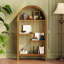 Étagère arquée autoportante à 4 niveaux à 4 niveaux, armoire de rangement asymétrique ouverte, étagère en bois pour hall d'entrée, salon, chambre à coucher, couloir-132959105