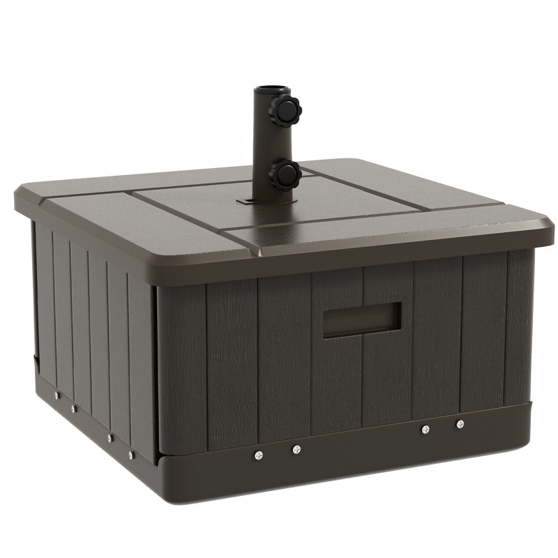 Table de parasol remplissable de 175 lb, 31 po, brun, avec roulettes et poignées pour une base portable amusante, facile à manipuler à l'extérieur