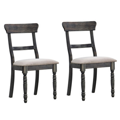 Side Chair 2 - Weathered Grey And Brown, Foam Cushioned Seat, Intricate Wooden Legs For Dining Room 2 In Rustic Style Padding, Crafted Legs, Traditional