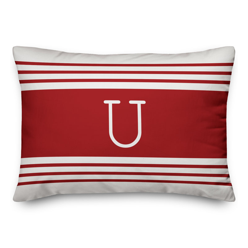 Striped Throw Pillow, U, Red
