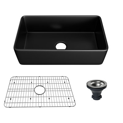 Pure Single Bowl Fireclay Farmhouse Kitchen Sink with Accessories