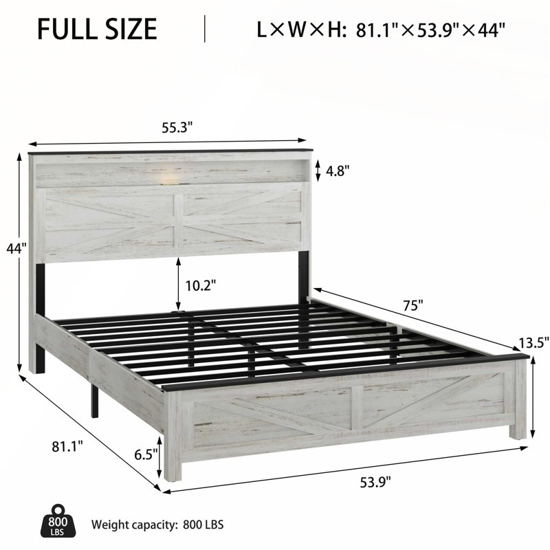 Fully Floating Bed Frame with LED Lights, Full / Double