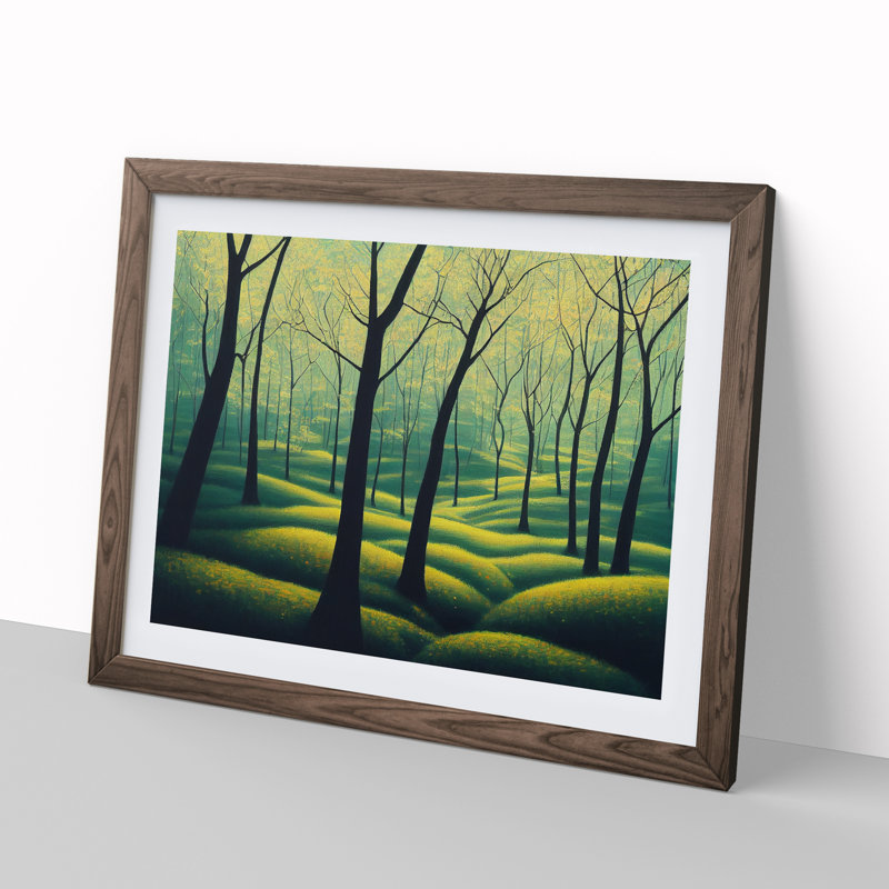 Fine Spring Forest - Single Picture Frame Painting, 46cm H x 64cm W x 2cm D, Walnut