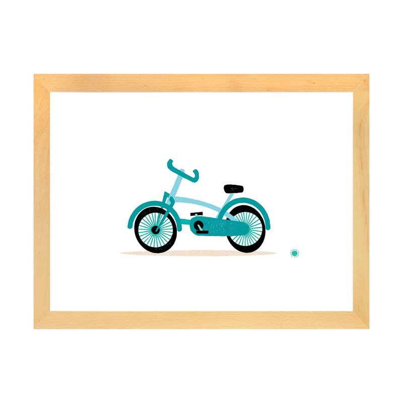 Vélo - imprimé, Papier avec cadre beige, Blanc, H 16 po x l 24 po x P 1 po