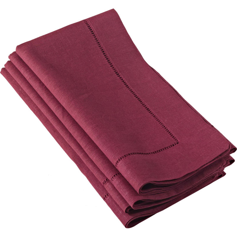 Serviette Gelder l 20 po avec bordure ajourée (ensemble de 4), Bourgogne