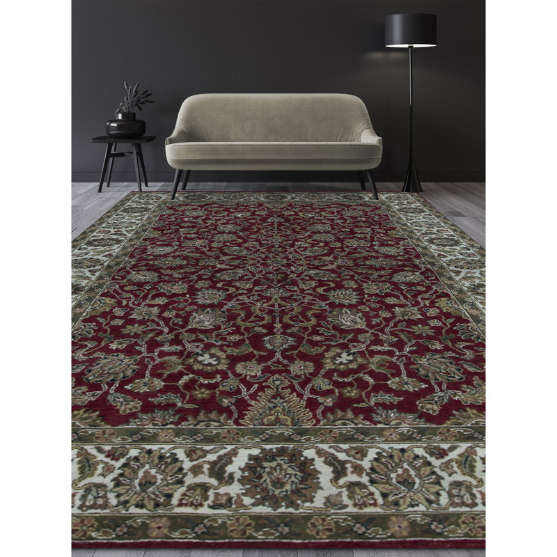 Hand-Knotted High-Quality Red and Ivory Area Rug