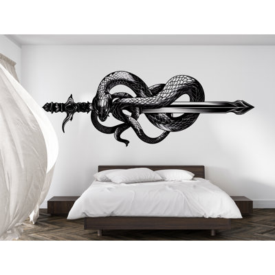 Snake Sword Wall Art Black Serpent Dagger Gothic Fantasy Wall Decor 348Mv
