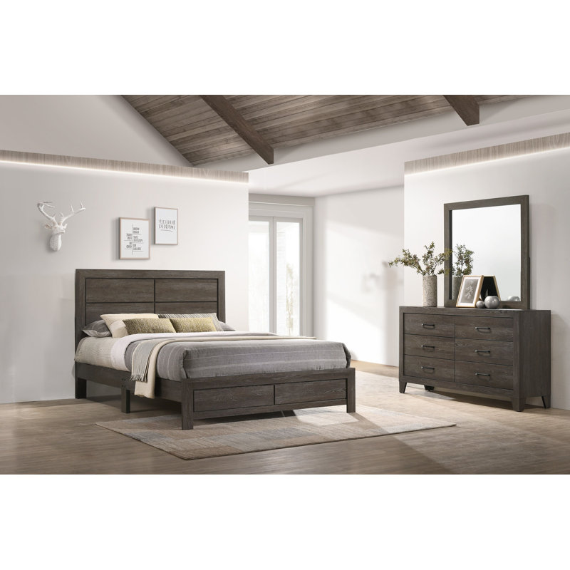 Ensemble de chambre avec lit plateforme Estol 3-1 Estol, Brun, Double