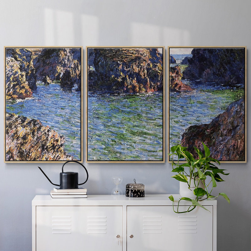 «Coming Into Port», encadré sur toile, 3 pièces, H 24 po x l 48 po, Naturel