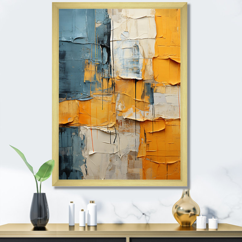 Paper Quilt II, Gold Picture Framed, 20" H x 12" W x 1" D