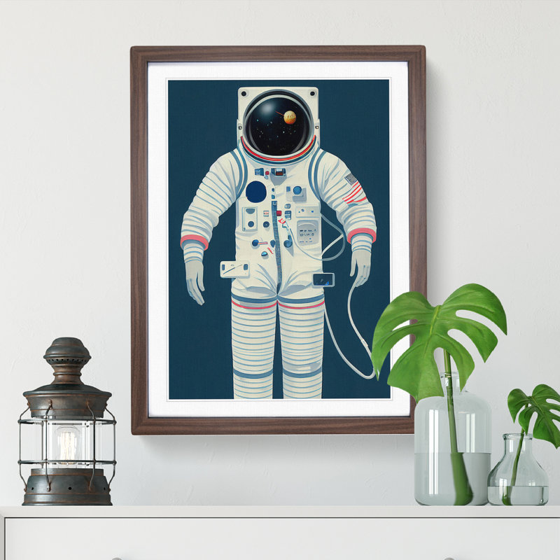 Portrait Of An Astronaut - Single Picture Frame Print, 64cm W x 46cm W x 2cm D, Walnut Framed