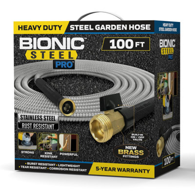 Boyau d'arrosage en acier inoxydable 304 de 30 pi avec bec en laiton Pro Bionic