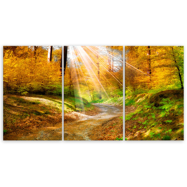 Union Rustic Forest Autumn Nature - 3 Piece Wrapped Canvas Print ...