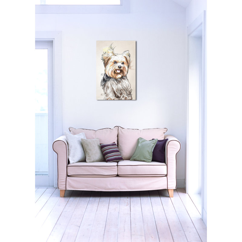 «Yorkie», reproduction d'aquarelle sur toile, H 15 po x l 10 po