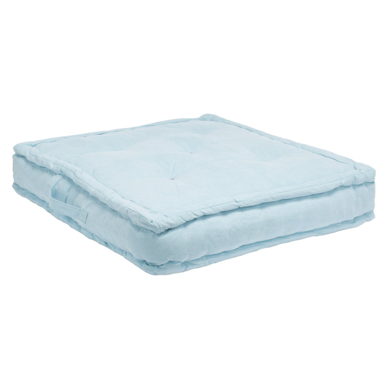 Light Blue Square Polyfill Floor Pillow with Handle