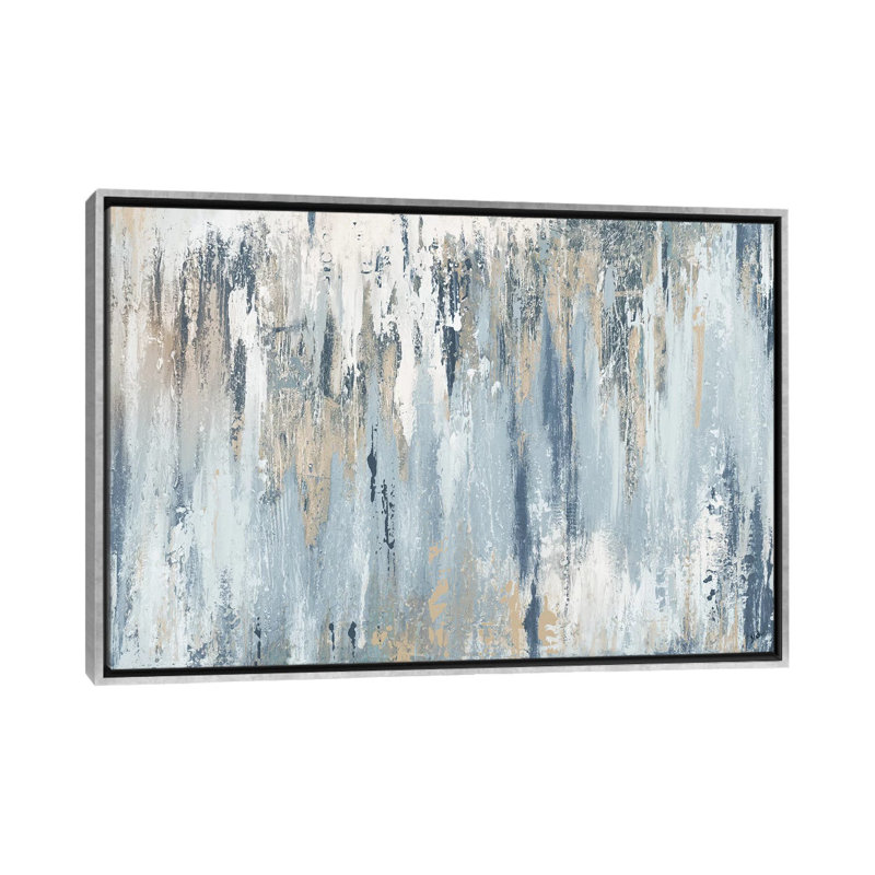 «Blue Illusion» par Patricia Pinto - impression d'art graphique, H 40 po x l 60 po, Toile encadrée, Argent argent