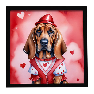 Bloodhound My Valentine Framed Metal Print