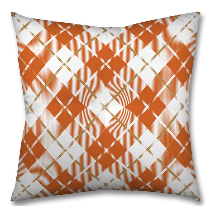  Coussin de sol écossais, Orange/Blanc