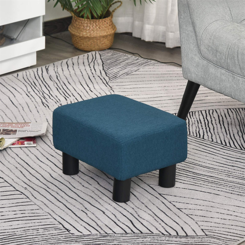 Yarger 40cm Wide Rectangle Solid Colour Footstool Ottoman, Blue