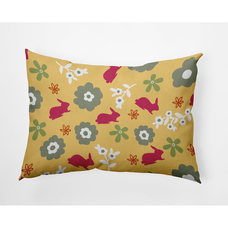 Floral Reversible Throw Pillow, Yellow/Pink