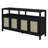 Bohemian Style Rattan Buffet Storage Cabinet with Solid Wood Frame, Push-to-Open Design-2027855632