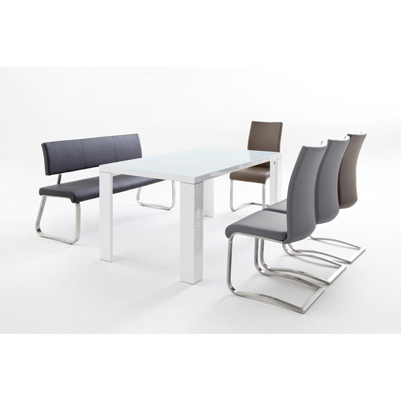 Alday 100% Polyurethane Upholstered Bench, Grey, 86cm H x 175cm W x 59cm D