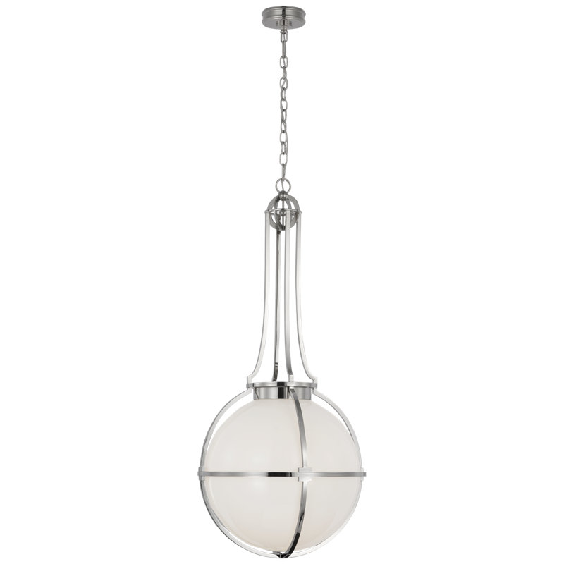 Gracie Medium Captured Globe Pendant by Chapman & Myers, 44" H x 19.25" W x 19.25" D, Polished Nickel