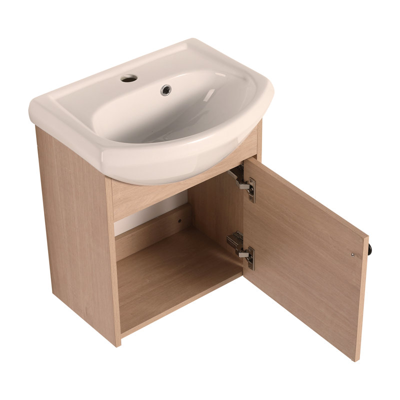 Petit meuble-lavabo de 18 po avec lavabo en céramique, fixation murale