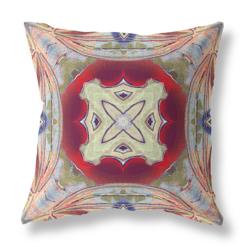 Coussin 18 po x 18 po Indigo, Gris / vert / magenta / rouge