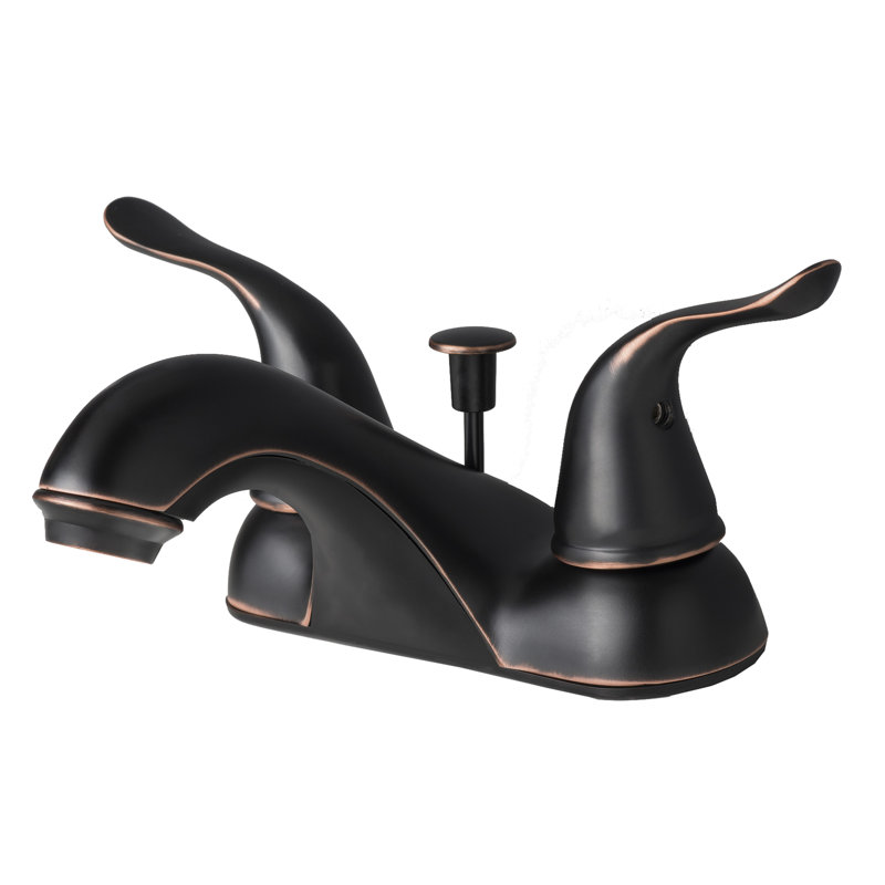 Two Handle Centerset Lavatory Faucet with Drain Assembly, Oil Rubbed Bronze