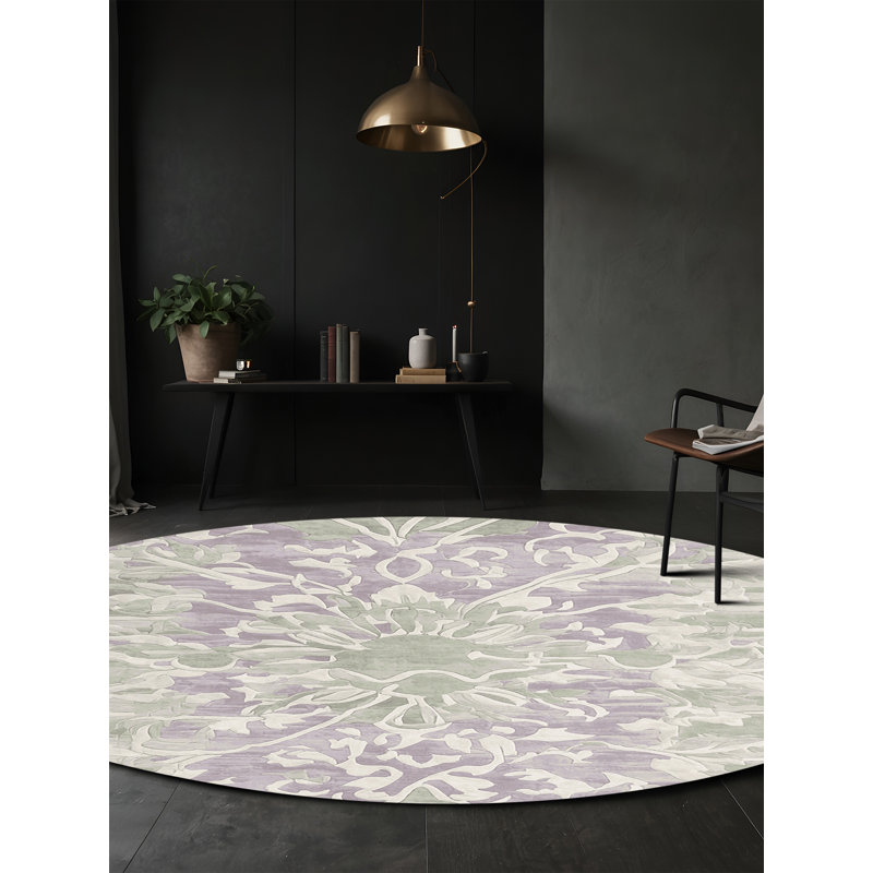 Machine Washable Gray Area Rug, Round 7'