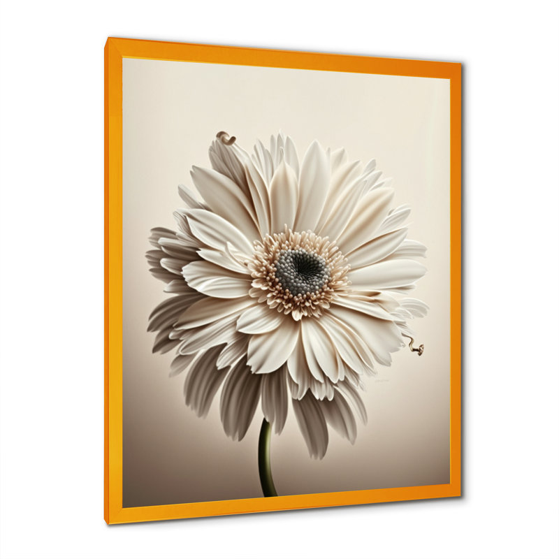 «White Gerbera Flowers V», reproduction sur toile, L 30 po x H 40 po, Impression dorée sur toile encadrée