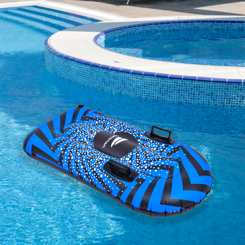 38" Inflatable Black And Blue Ride-On Pool Float Or Snow Tube