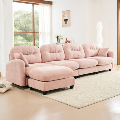 Canapé modulaire en L doux à 4 places en chenille douce de forme ergonomique