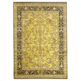Hand Knotted Wool Area Rug in Gold And Black