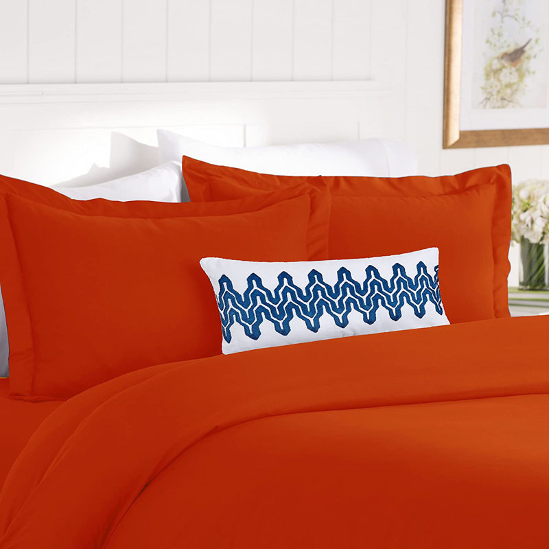 Polyester Percale Duvet Cover, King Duvet Cover + 2 King Shams, Elite Orange