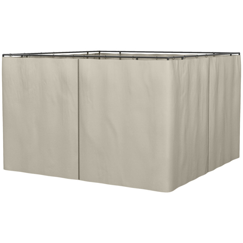 Outsunny 10' X 10' Universal Gazebo Sidewall Set With Panels, Hooks And C-Rings Included For Pergolas And Cabanas