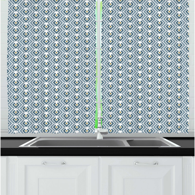 Geometric Ruffled Kitchen Curtain