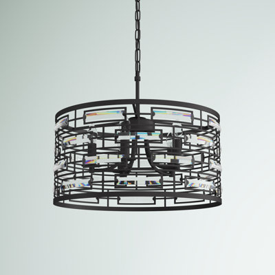 Sybil 5-Light Dimmable Crystal Drum Chandelier 